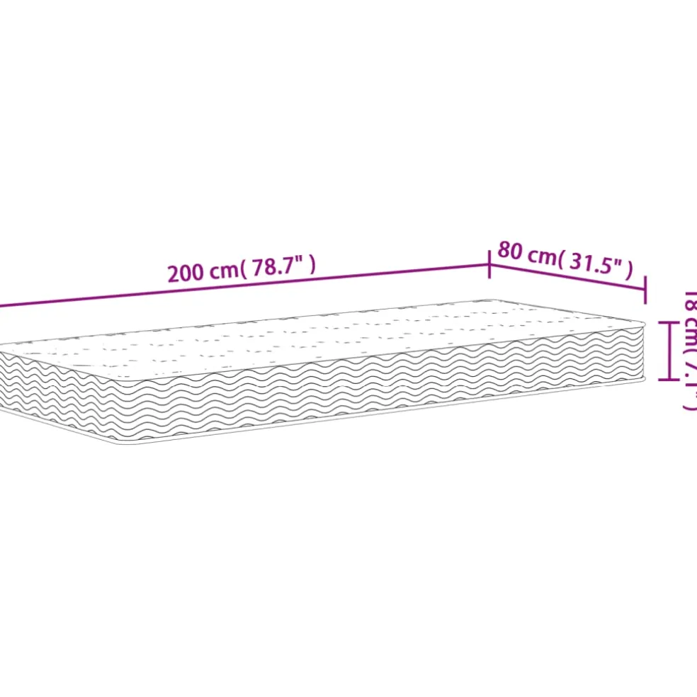 vidaXL Binnenveringmatras middelhard 80x200 cm