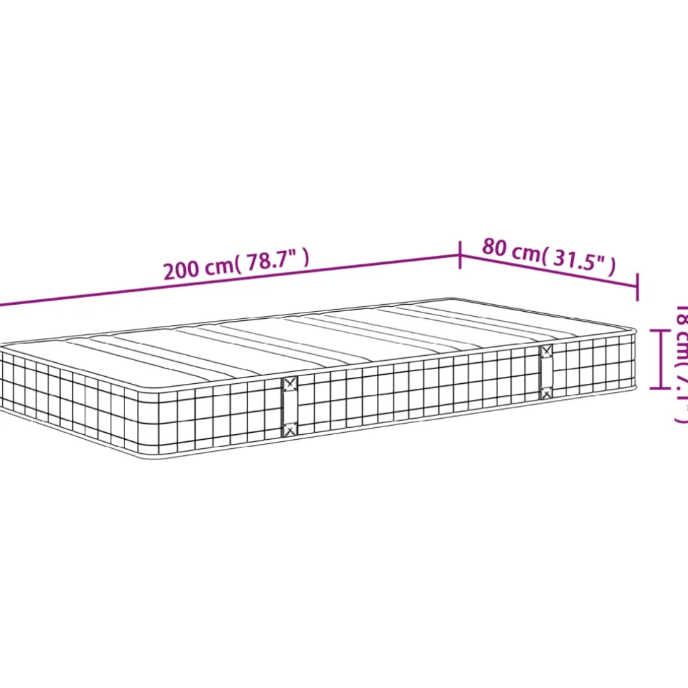 vidaXL Binnenveringmatras middelhard 80x200 cm