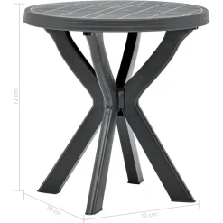 vidaXL Bistrotafel Ø70 cm kunststof antraciet