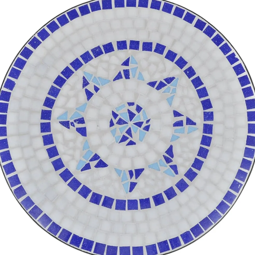 vidaXL Bistrotafel 60 cm mozaïek blauw en wit