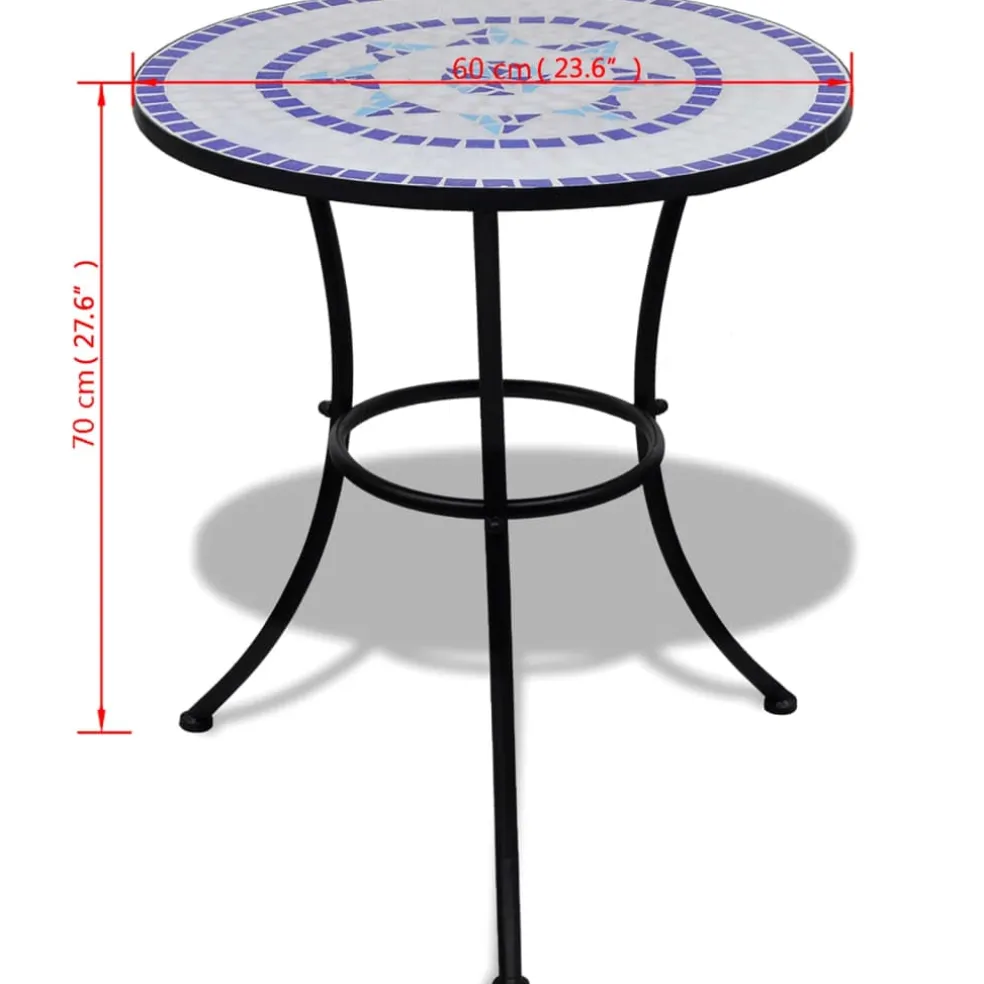 vidaXL Bistrotafel 60 cm mozaïek blauw en wit