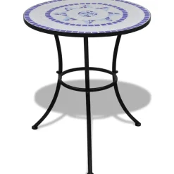 vidaXL Bistrotafel 60 cm mozaïek blauw en wit