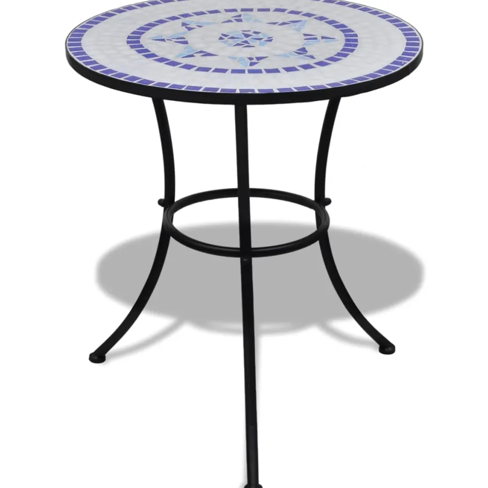 vidaXL Bistrotafel 60 cm mozaïek blauw en wit