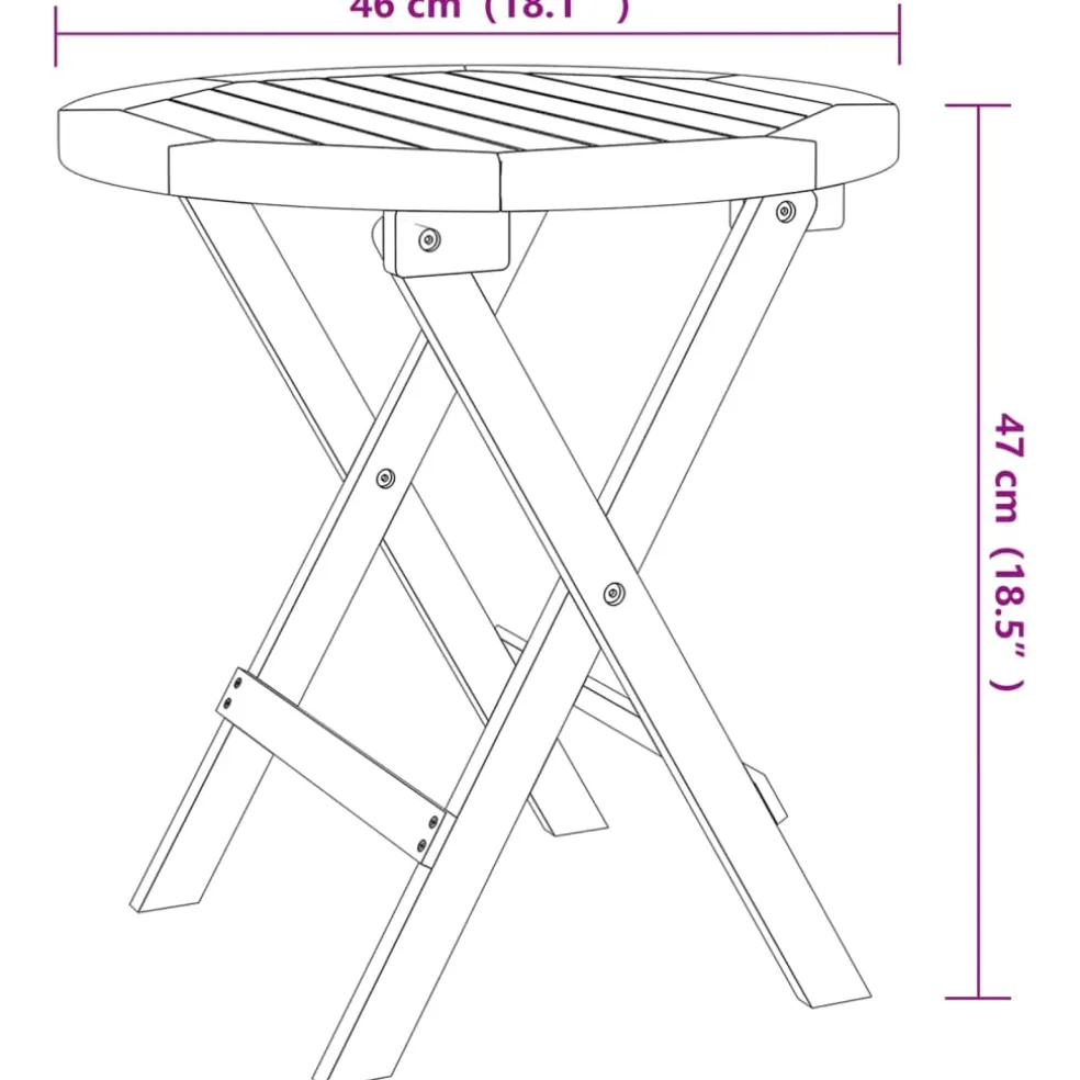 vidaXL Bistrotafel Ø46x47 cm massief acaciahout
