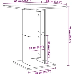 vidaXL Bistrotafel 60x60x75 cm bewerkt hout gerookt eikenkleurig