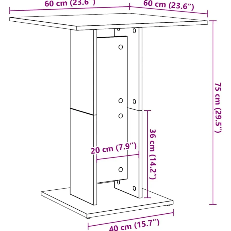 vidaXL Bistrotafel 60x60x75 cm bewerkt hout gerookt eikenkleurig