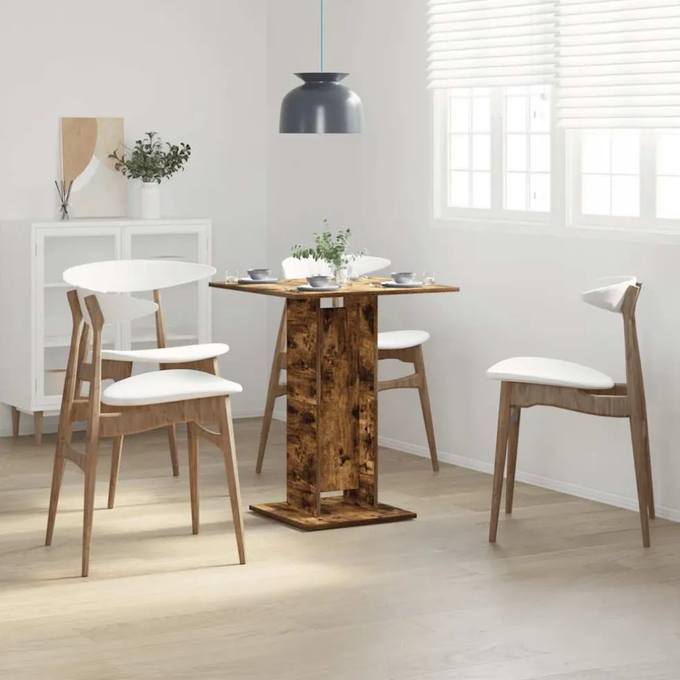 vidaXL Bistrotafel 60x60x75 cm bewerkt hout gerookt eikenkleurig