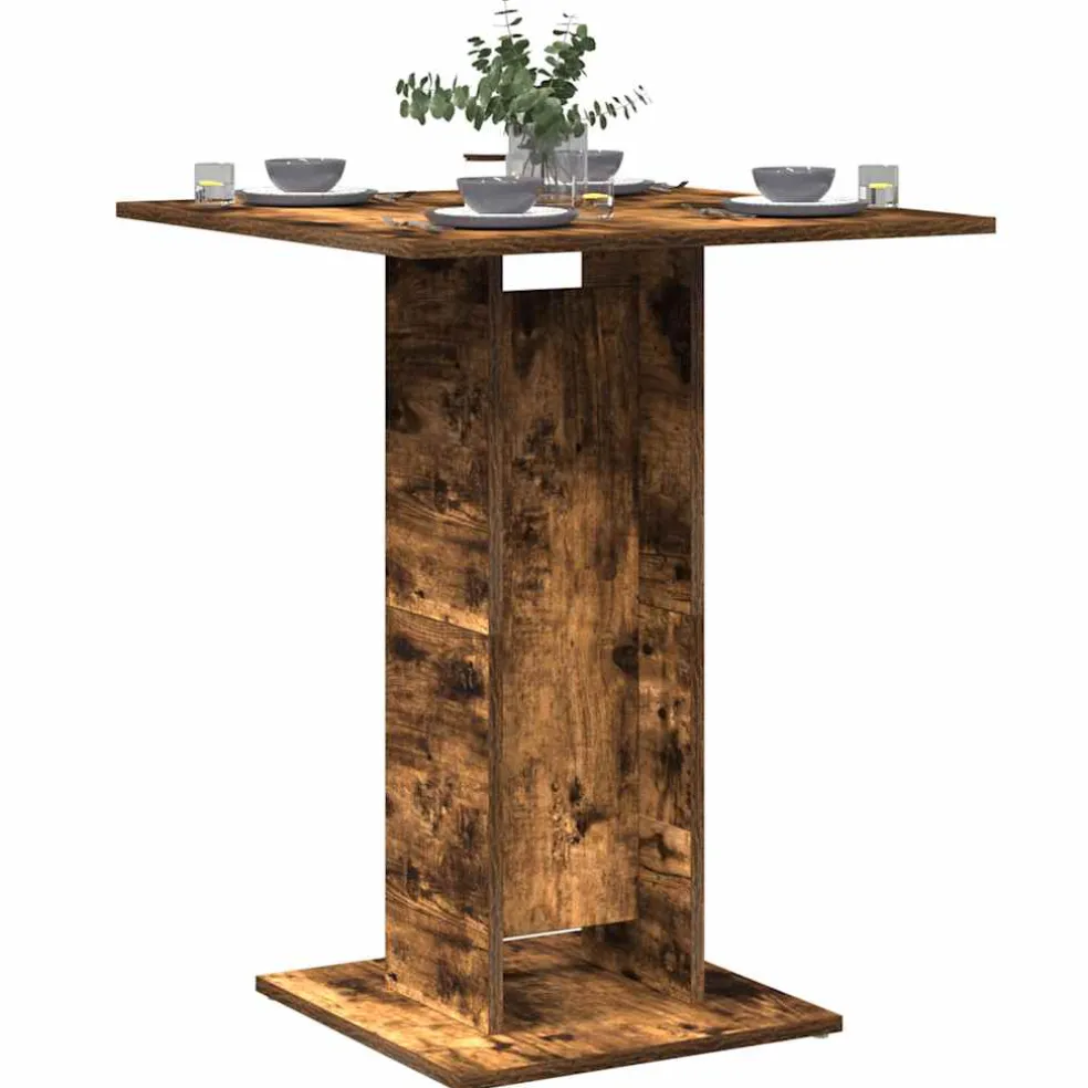 vidaXL Bistrotafel 60x60x75 cm bewerkt hout gerookt eikenkleurig