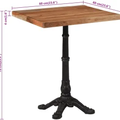vidaXL Bistrotafel 60x60x76 cm massief acaciahout