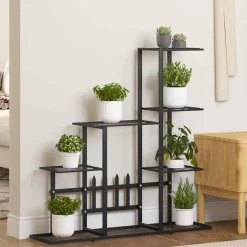 vidaXL Bloemenstandaard 94,5x25x88 cm metaal zwart