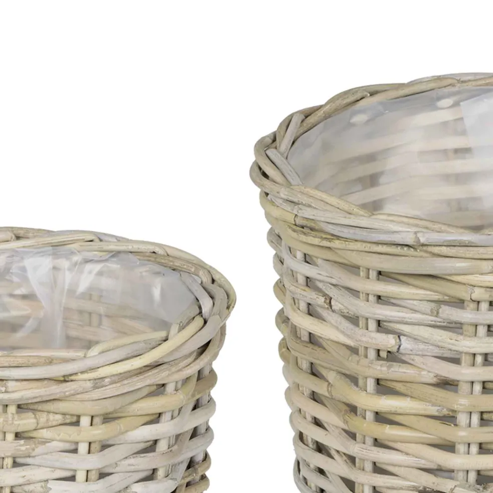 vidaXL Bloempot Mand GENDT 2 st Natuurlijk grijs Kubu Rattan