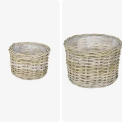 vidaXL Bloempot Mand GENDT 2 st Natuurlijk grijs Kubu Rattan