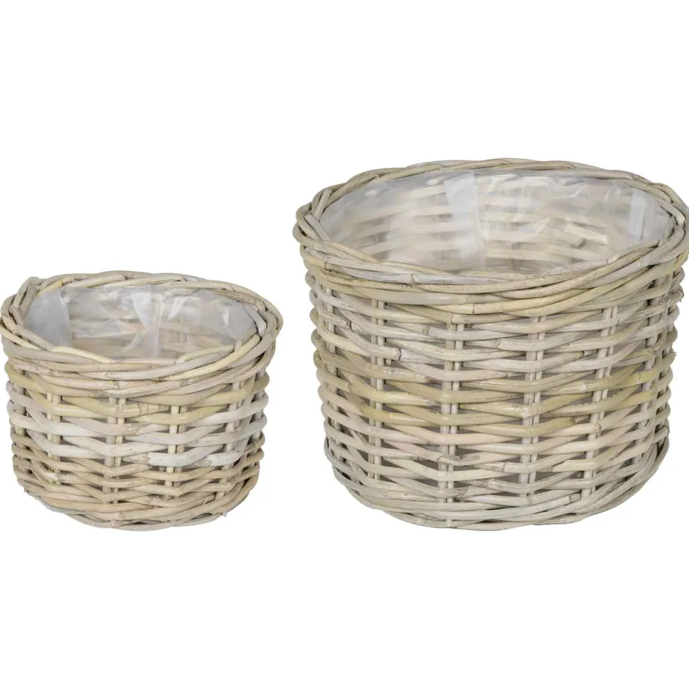 vidaXL Bloempot Mand GENDT 2 st Natuurlijk grijs Kubu Rattan