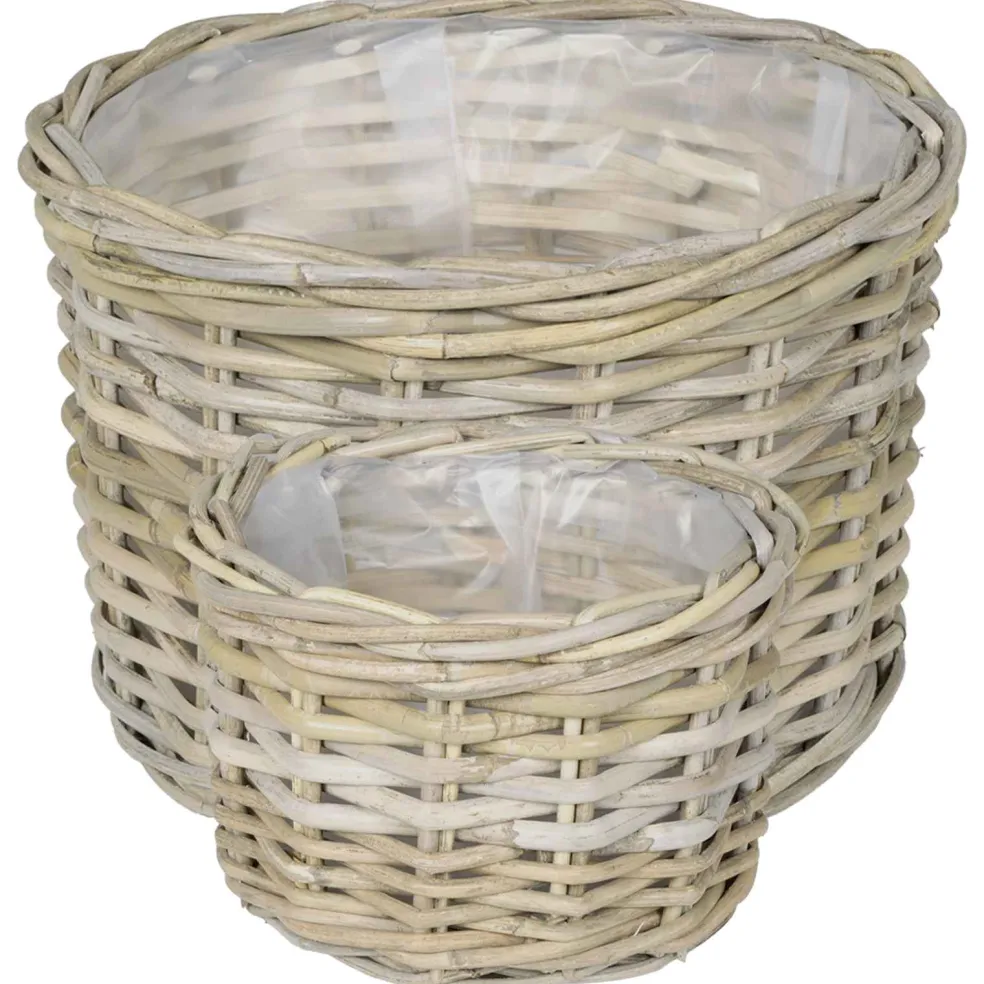 vidaXL Bloempot Mand GENDT 2 st Natuurlijk grijs Kubu Rattan