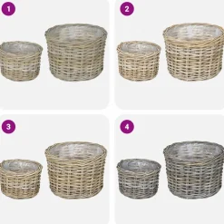 vidaXL Bloempot Mand GENDT 2 st Natuurlijk grijs Kubu Rattan