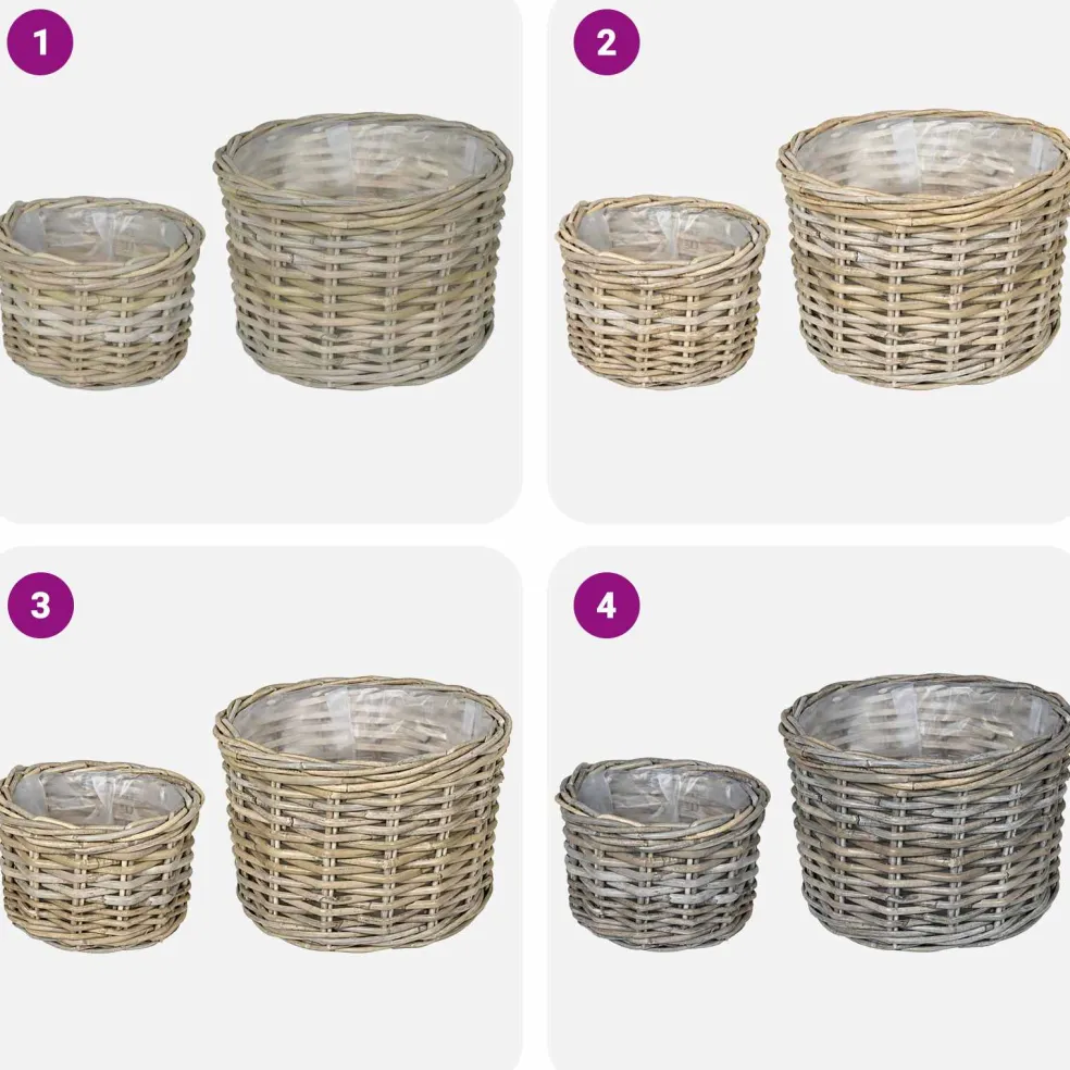 vidaXL Bloempot Mand GENDT 2 st Natuurlijk grijs Kubu Rattan