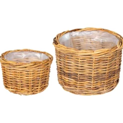 vidaXL Bloempot Mand GENDT 2 st Natuurlijk Bruin Kubu Rattan