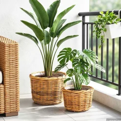 vidaXL Bloempot Mand GENDT 2 st Natuurlijk Bruin Kubu Rattan