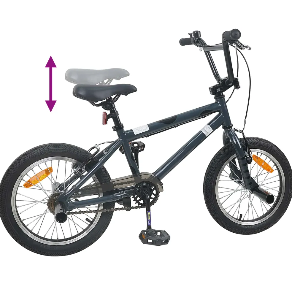 vidaXL BMX Fiets 16 Inch voor 5-8 jaar oud Donkergrijs