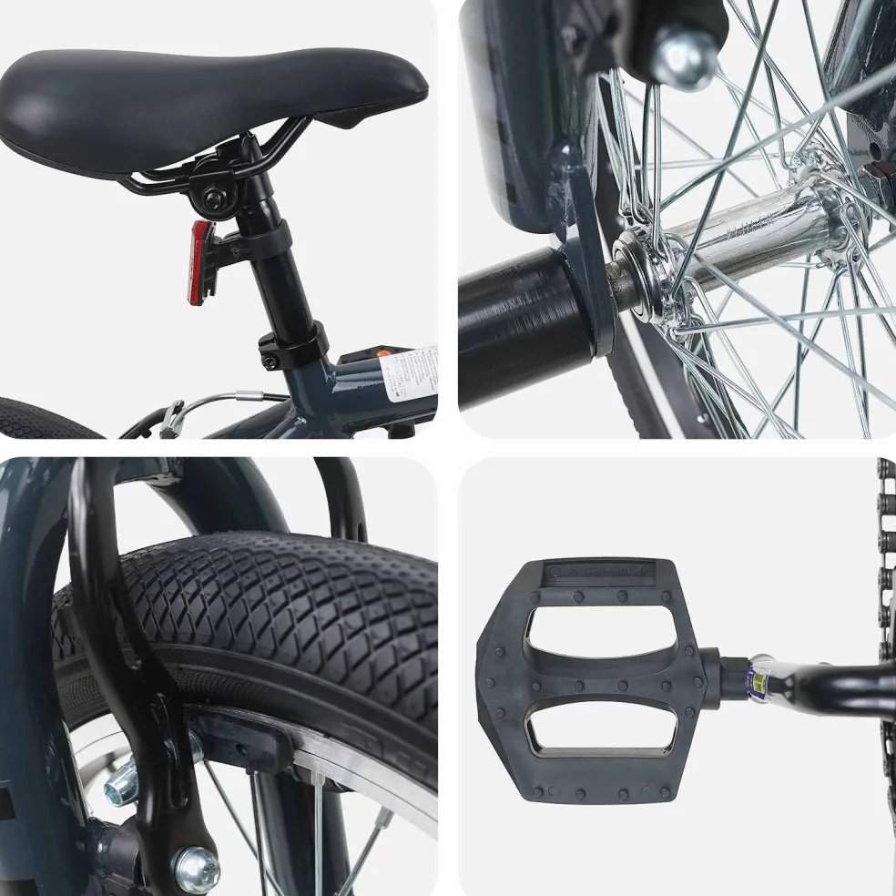 vidaXL BMX Fiets 16 Inch voor 5-8 jaar oud Donkergrijs