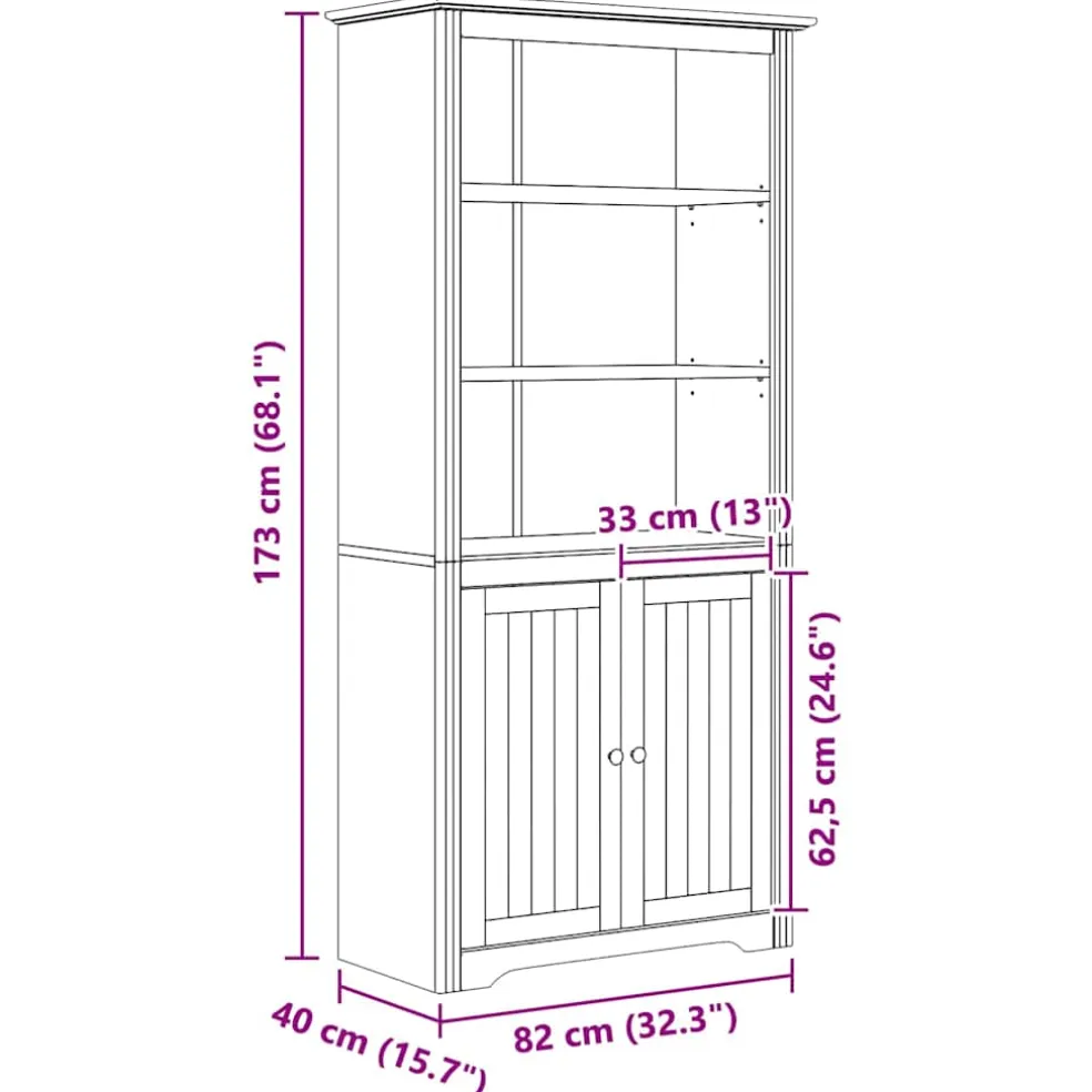 vidaXL Boekenkast BODO 3-laags 82 x 40 x 173 cm Bewerkt hout