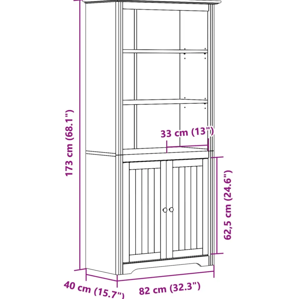 vidaXL Boekenkast BODO 82x40x173 cm massief grenenhout wit