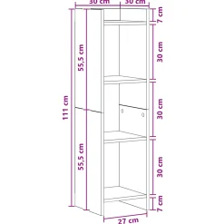 vidaXL Boekenkast Concerte Grijs 30 x 30 x 111 cm Bewerkt hout