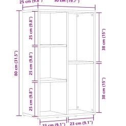 vidaXL Boekenkast/dressoir 50x25x80 cm bewerkt hout wit