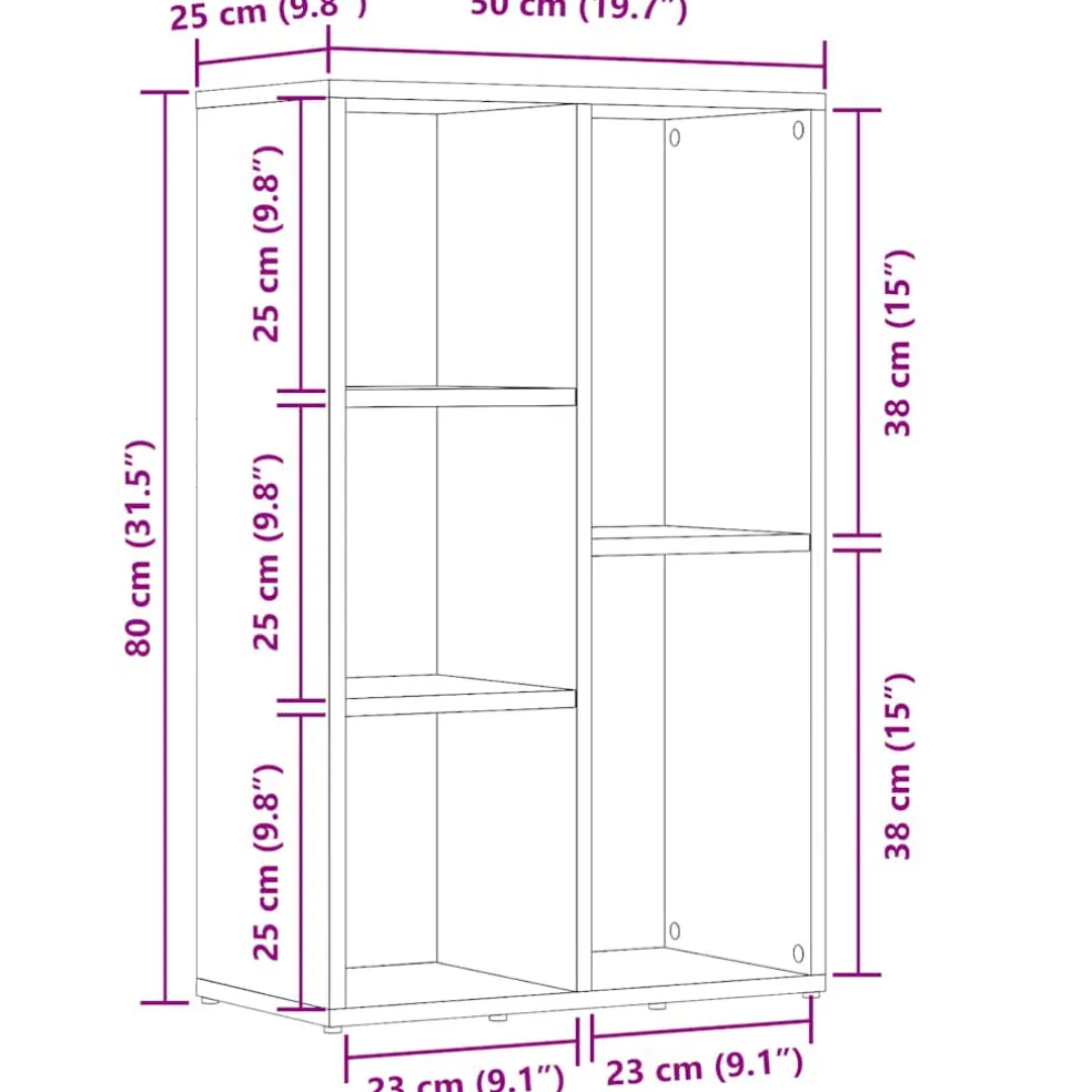 vidaXL Boekenkast/dressoir 50x25x80 cm bewerkt hout wit