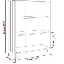vidaXL Boekenkast HAMAR 85x35x112 cm massief grenenhout honingbruin