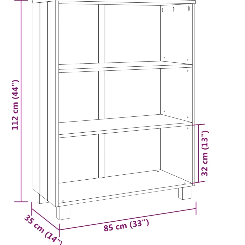 vidaXL Boekenkast HAMAR 85x35x112 cm massief grenenhout honingbruin