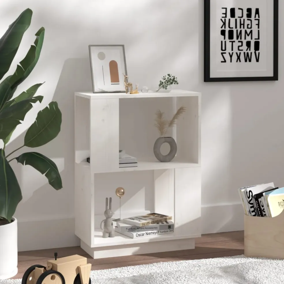 vidaXL Boekenkast/kamerscherm 51x25x70 cm massief grenenhout wit