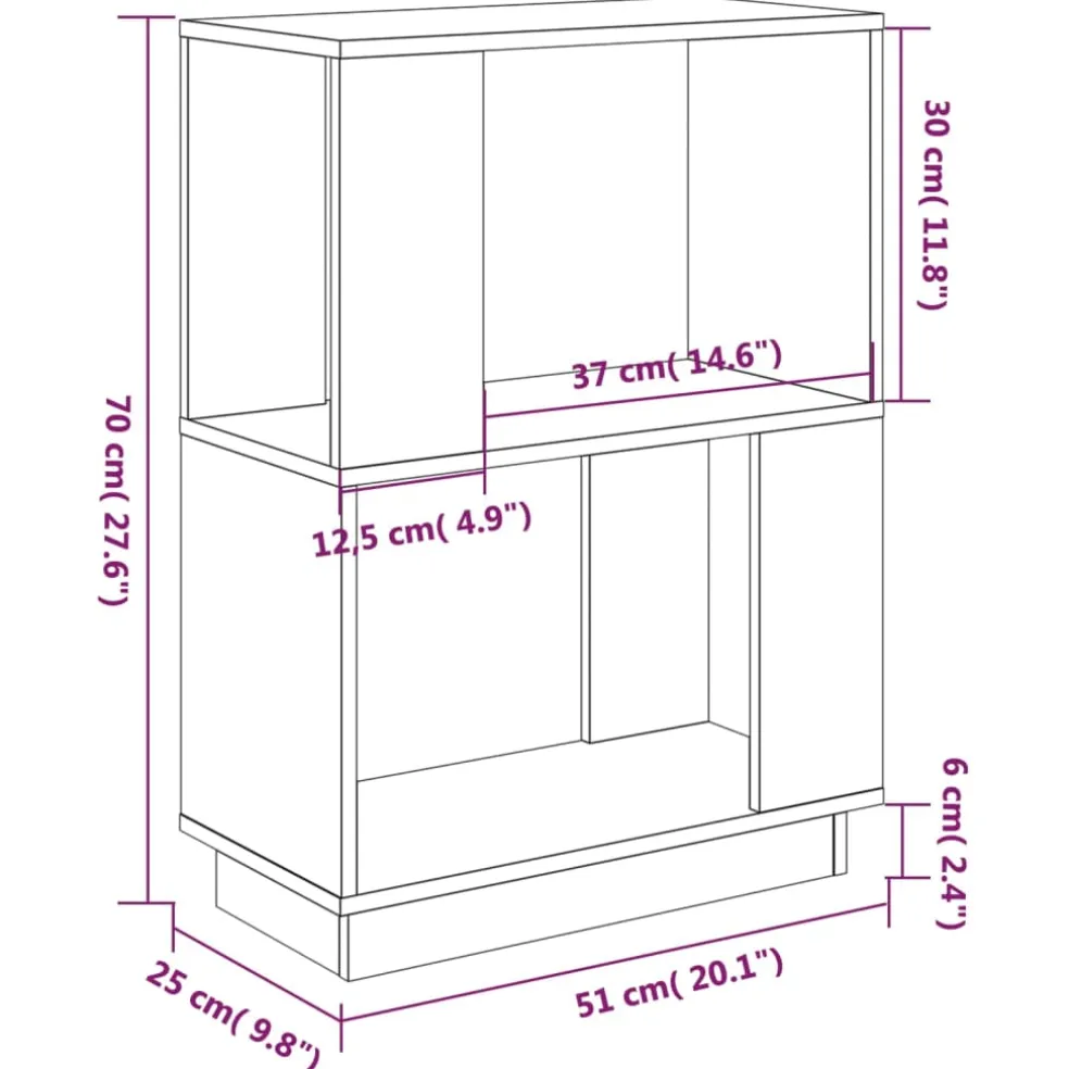 vidaXL Boekenkast/kamerscherm 51x25x70 cm massief grenenhout wit