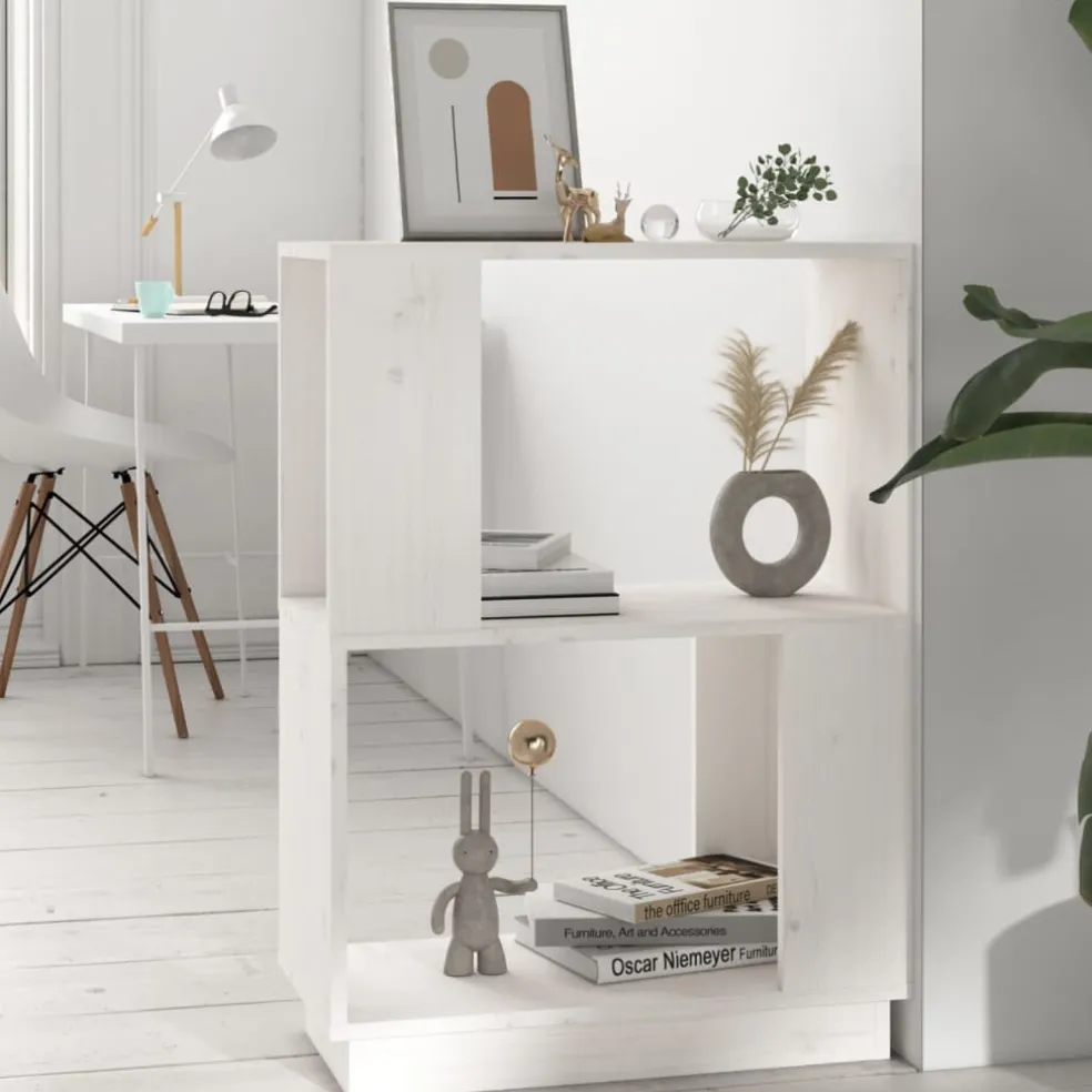 vidaXL Boekenkast/kamerscherm 51x25x70 cm massief grenenhout wit