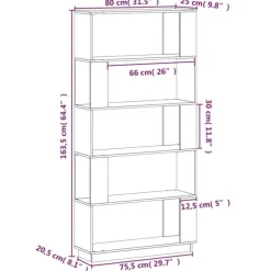 vidaXL Boekenkast/kamerscherm 80x25x163,5 cm massief grenenhout wit