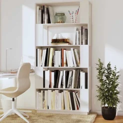 vidaXL Boekenkast/kamerscherm 80x25x163,5 cm massief grenenhout wit