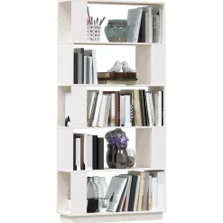 vidaXL Boekenkast/kamerscherm 80x25x163,5 cm massief grenenhout wit