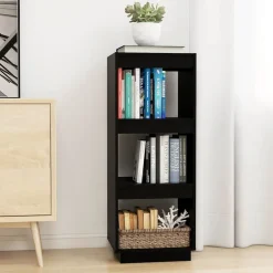 vidaXL Boekenkast/kamerscherm 40x35x103 cm massief grenenhout zwart