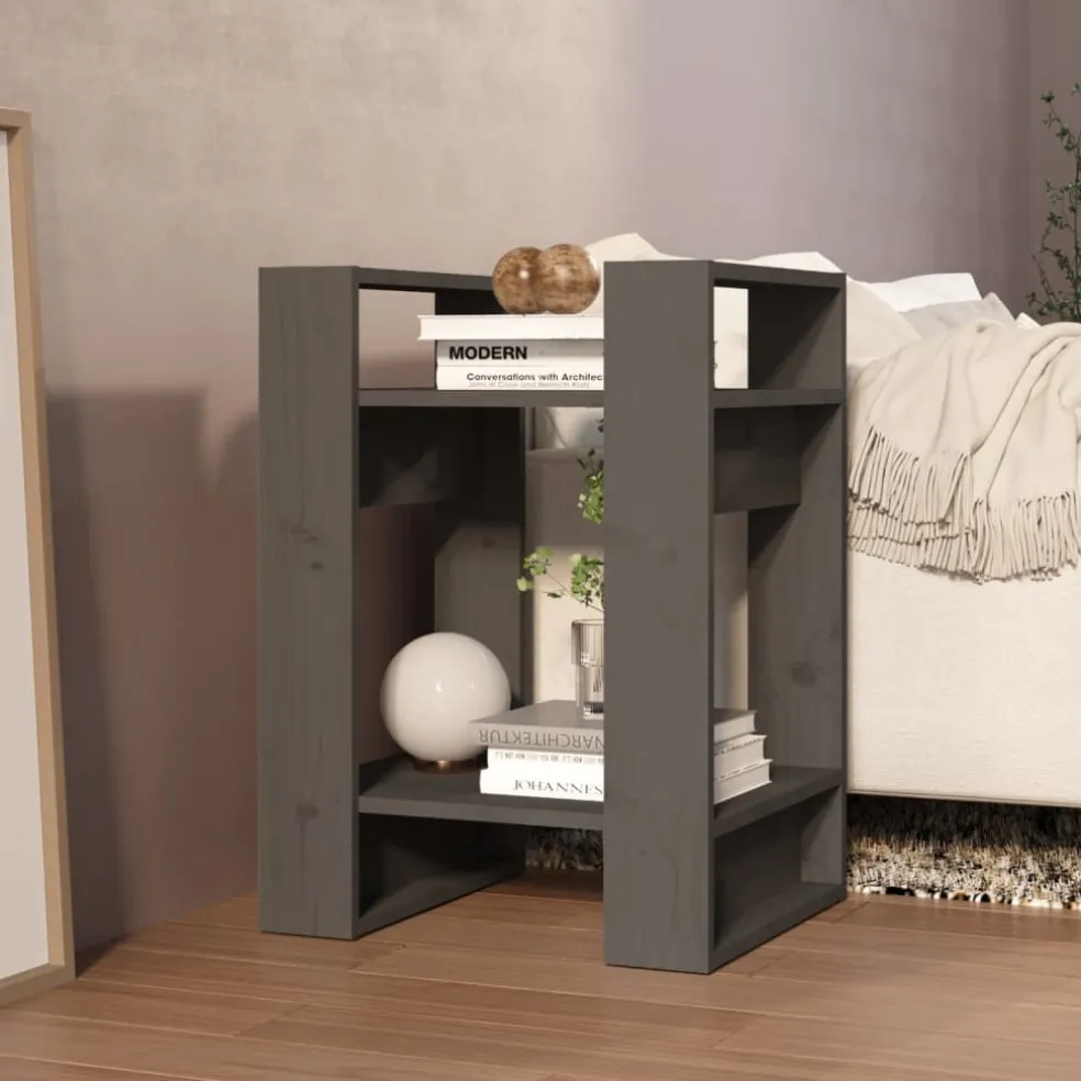 vidaXL Boekenkast/kamerscherm 41x35x57 cm massief grenenhout grijs