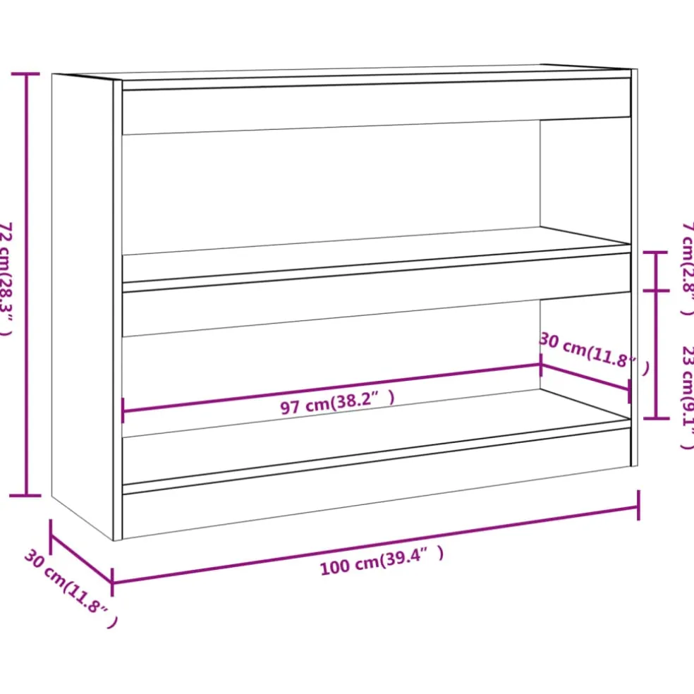 vidaXL Boekenkast/kamerscherm 100x30x72 cm grijs sonoma eikenkleurig