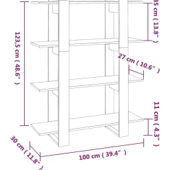 vidaXL Boekenkast/kamerscherm 100x30x123,5 cm wit