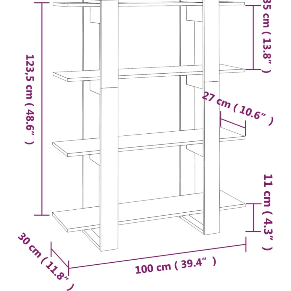 vidaXL Boekenkast/kamerscherm 100x30x123,5 cm wit
