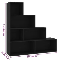 vidaXL Boekenkast/kamerscherm 155x24x160 cm bewerkt hout zwart