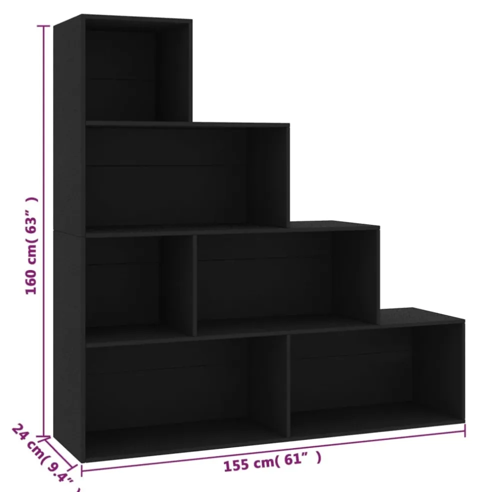 vidaXL Boekenkast/kamerscherm 155x24x160 cm bewerkt hout zwart