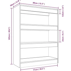 vidaXL Boekenkast/kamerscherm 80x30x103 cm bewerkt hout grijs sonoma
