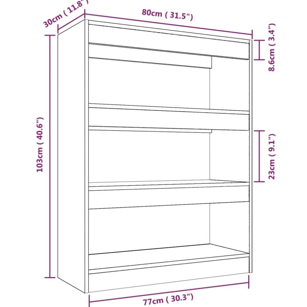 vidaXL Boekenkast/kamerscherm 80x30x103 cm bewerkt hout grijs sonoma