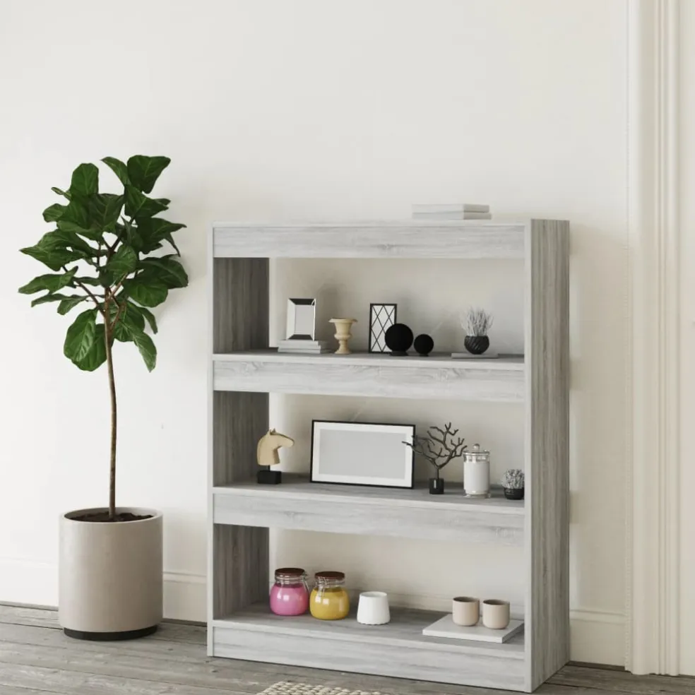 vidaXL Boekenkast/kamerscherm 80x30x103 cm bewerkt hout grijs sonoma