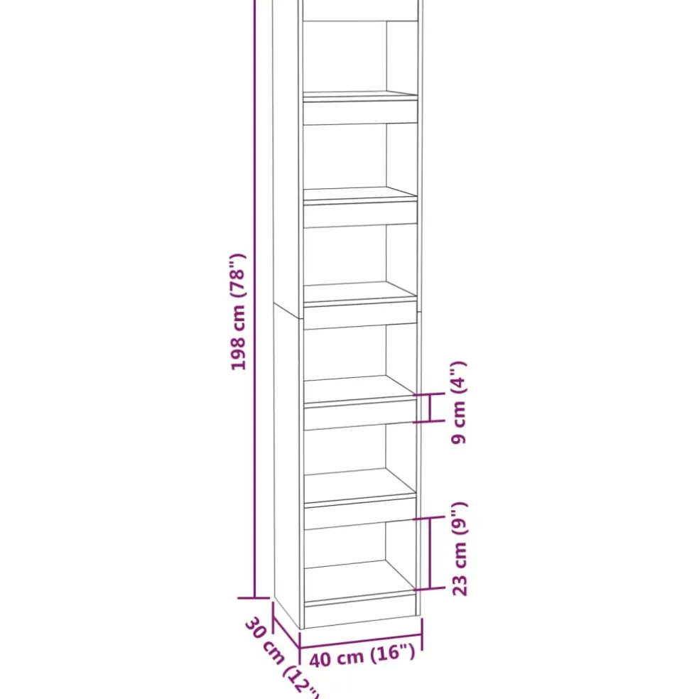 vidaXL Boekenkast/kamerscherm 40x30x198 cm wit