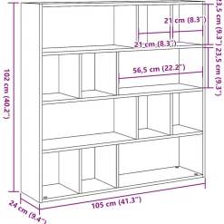 vidaXL Boekenkast/kamerscherm 105x24x102 cm oud houtkleurig