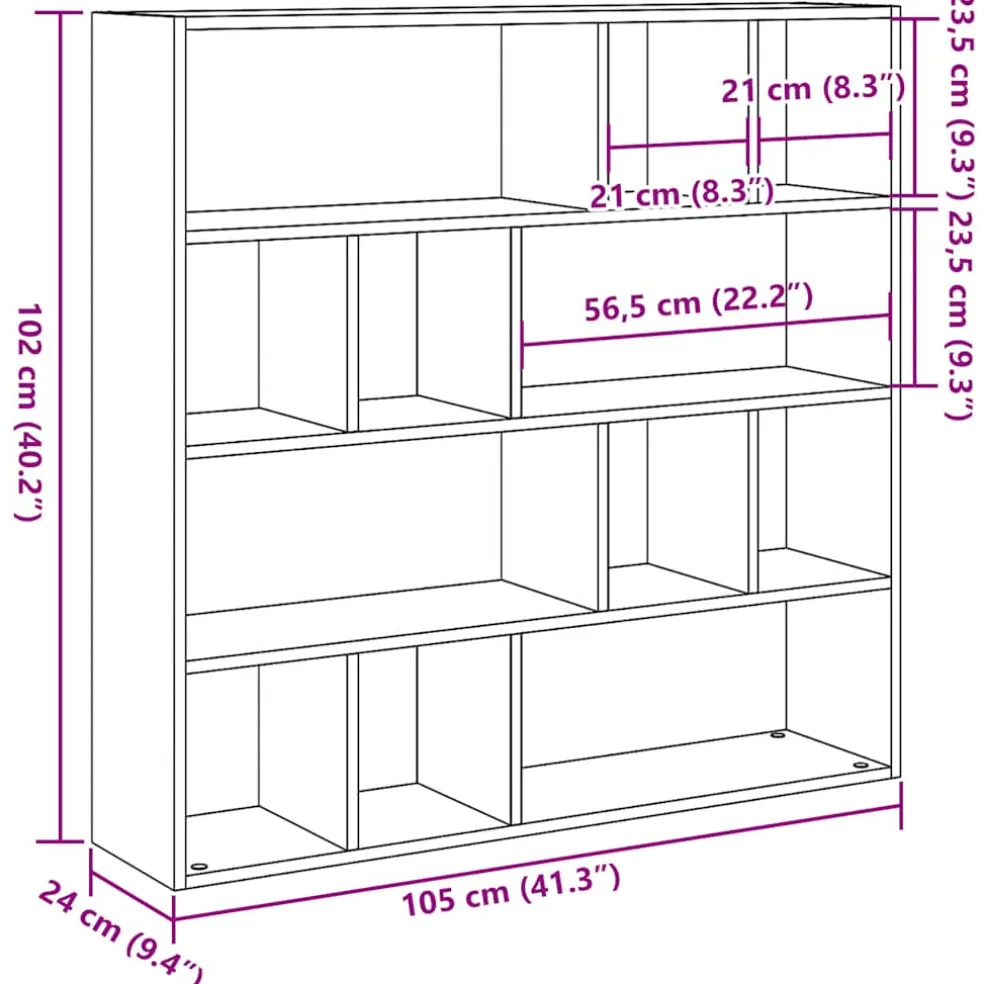 vidaXL Boekenkast/kamerscherm 105x24x102 cm oud houtkleurig